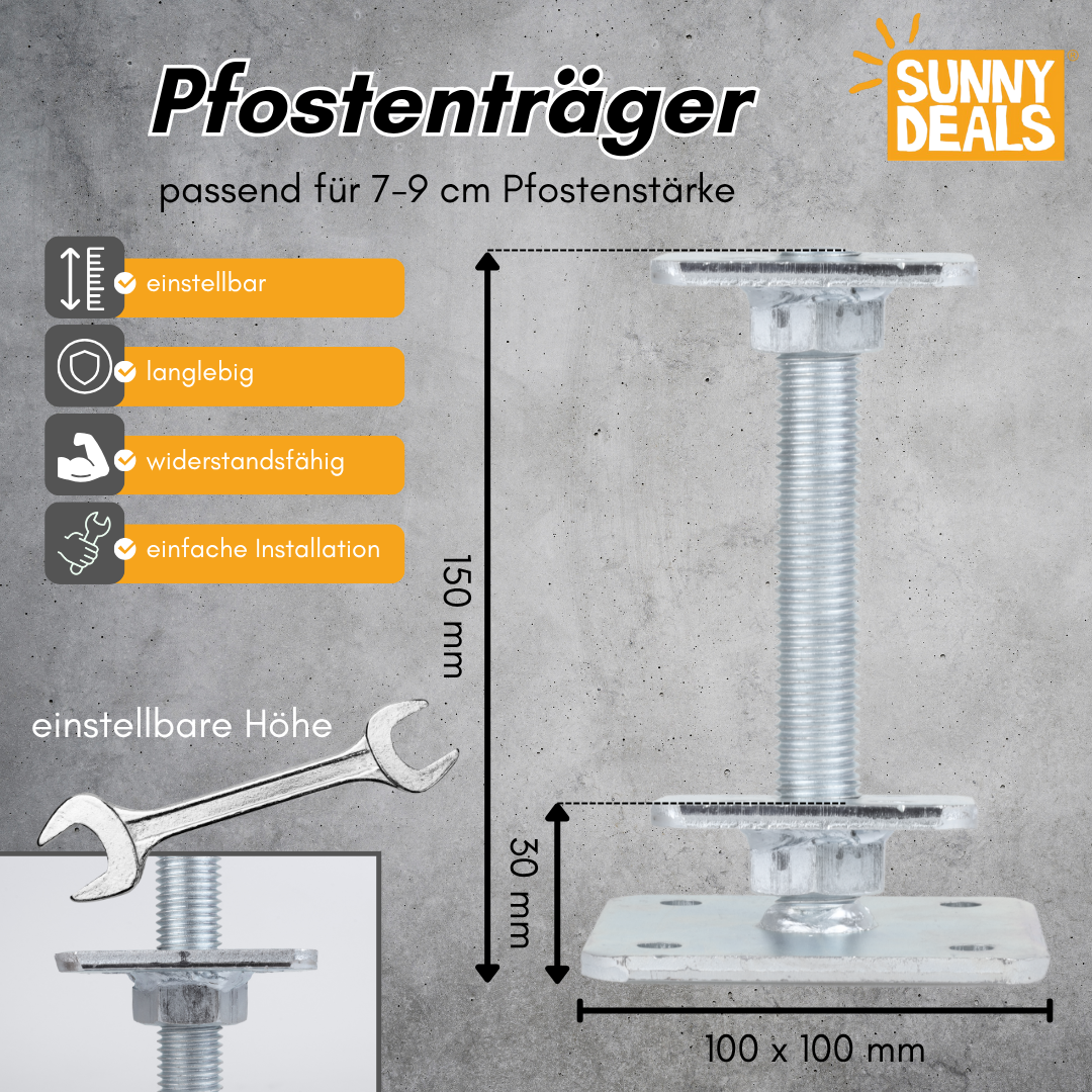 SunnyDeals Pfostenträger höhenverstellbar
