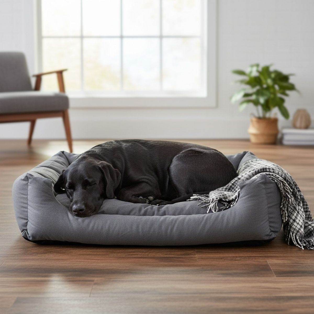 Hundebett modern grau, mit Wendekissen