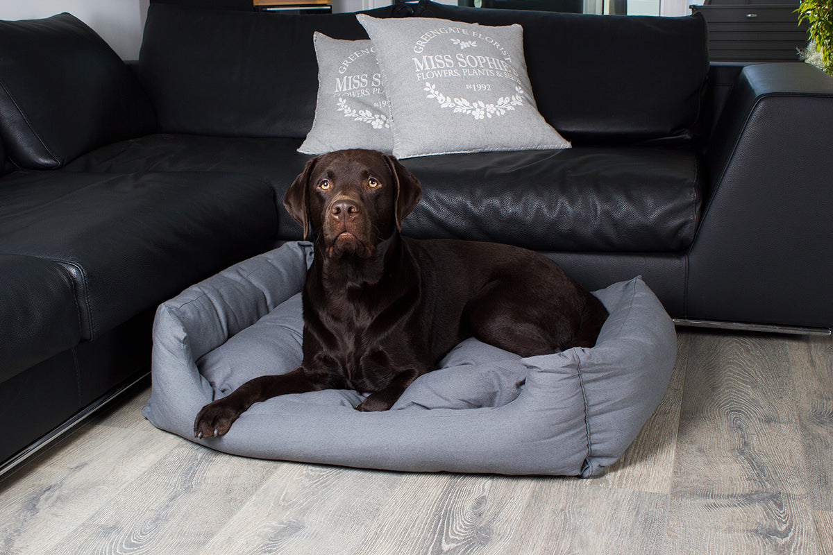 Hundebett modern grau, mit Wendekissen
