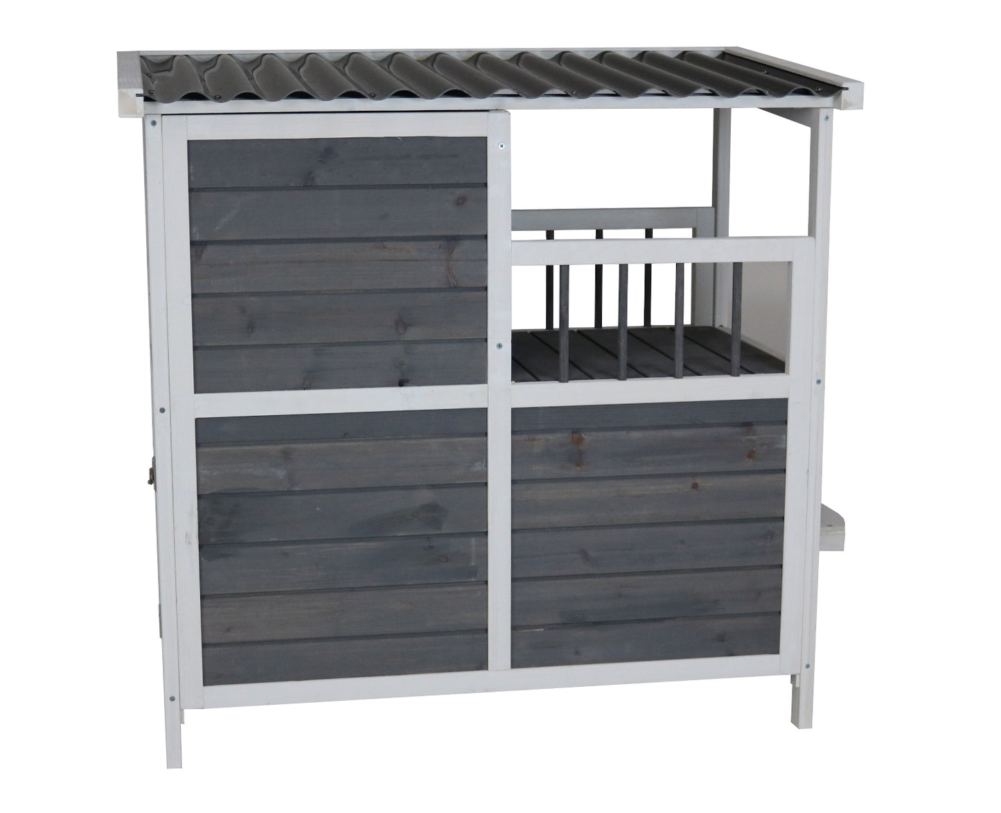 Katzenhaus mit 2 Etagen, Holz grau-weiß, 87 x 45 x 90,5 cm