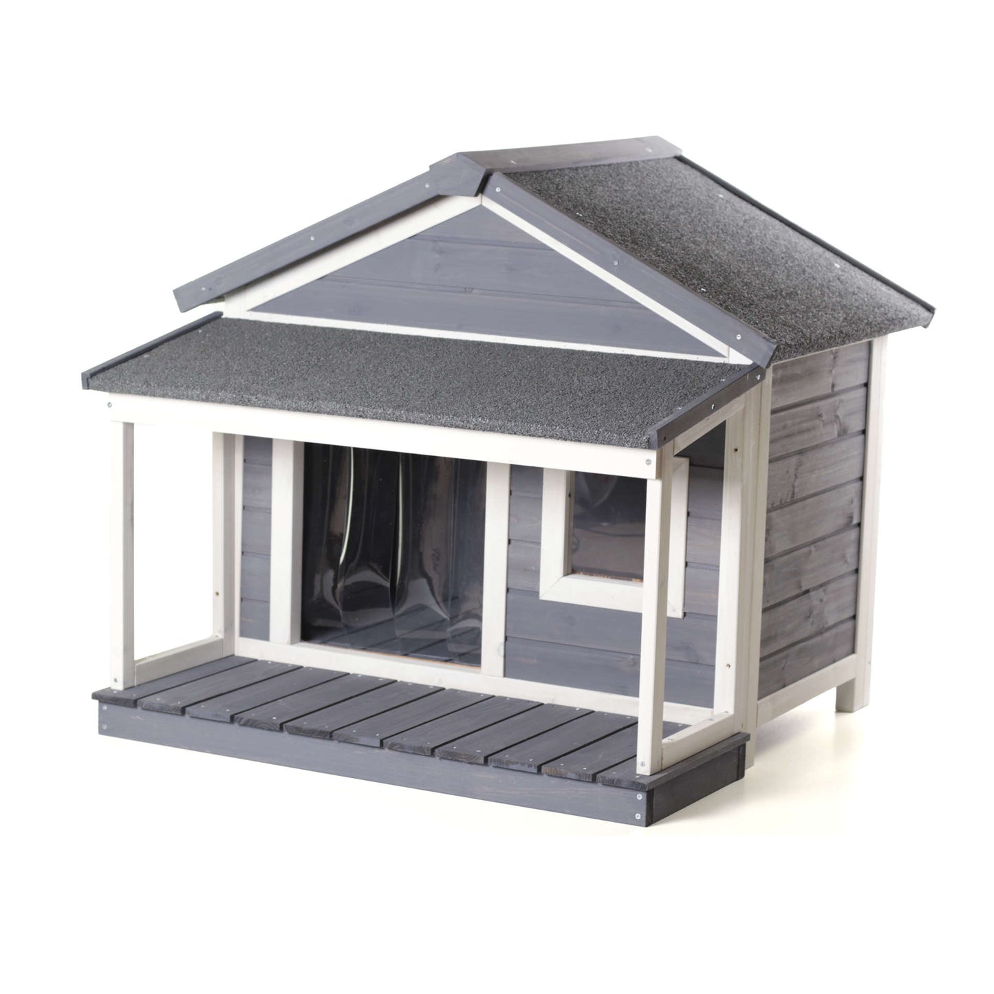 Holz-Hundehütte mit Satteldach und Veranda
