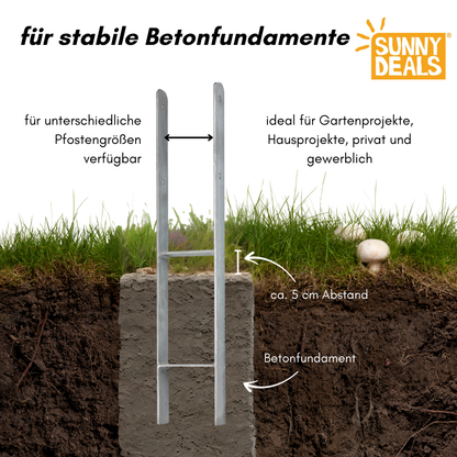 Montage für Bodenanker zum Einbetonieren, H-Pfostenträger Bodenbefestigung