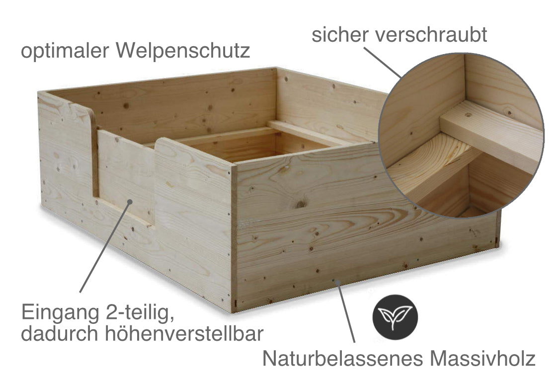 Wurfkiste naturbelassen inkl. Welpenschutz, Sonderserie