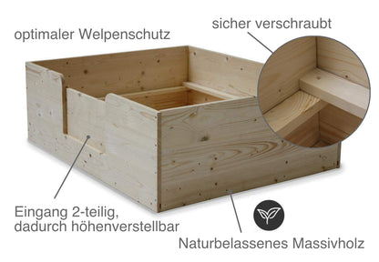 Wurfkiste naturbelassen inkl. Welpenschutz, Sonderserie