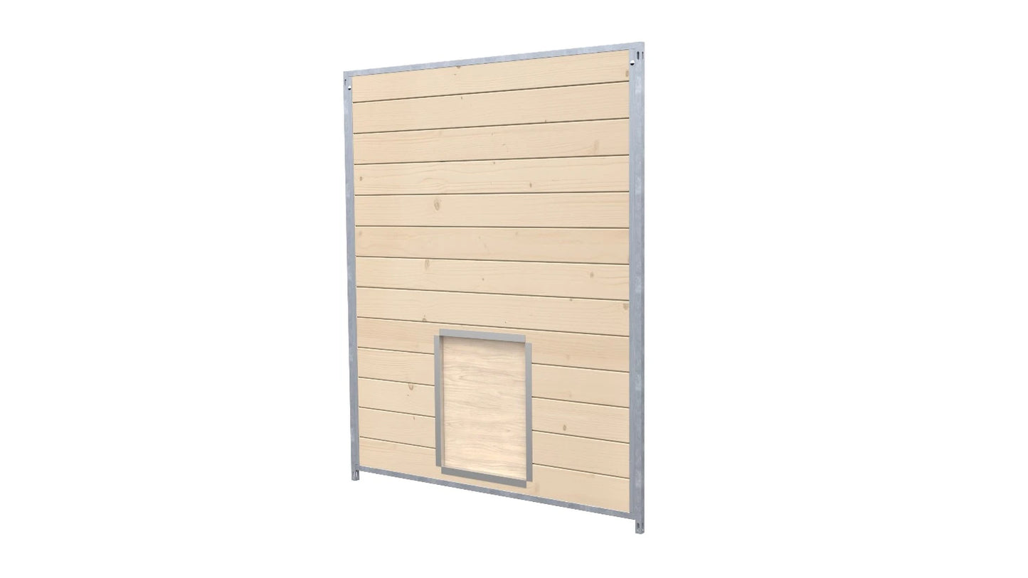 Hundezwinger Holzelemente Sonderserie mit Schlupf und Klappe