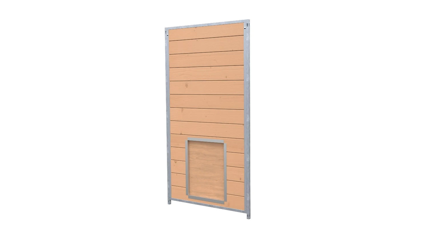 Hundezwinger Holzelemente Sonderserie mit Schlupf und Klappe
