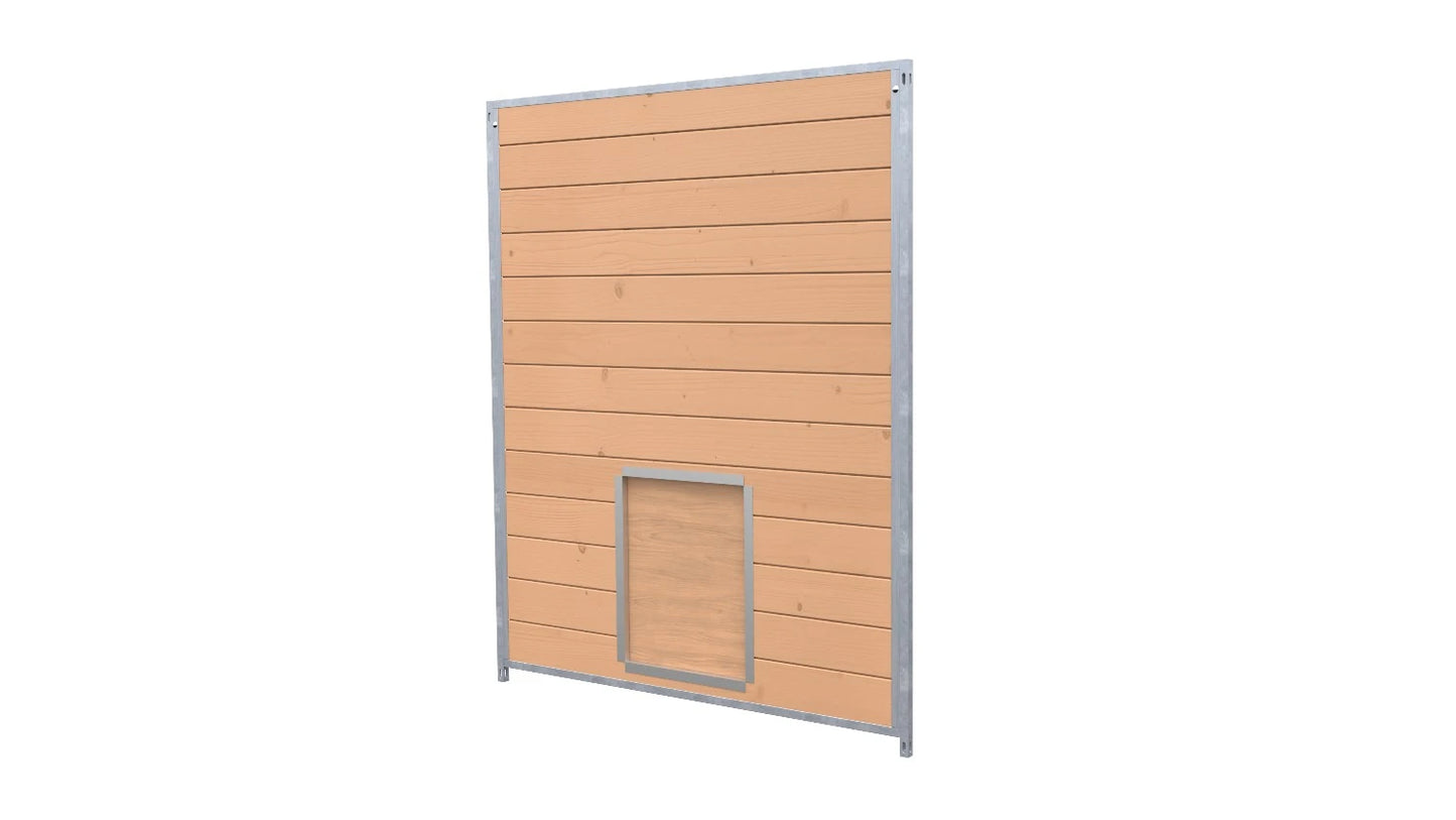 Hundezwinger Holzelemente Sonderserie mit Schlupf und Klappe