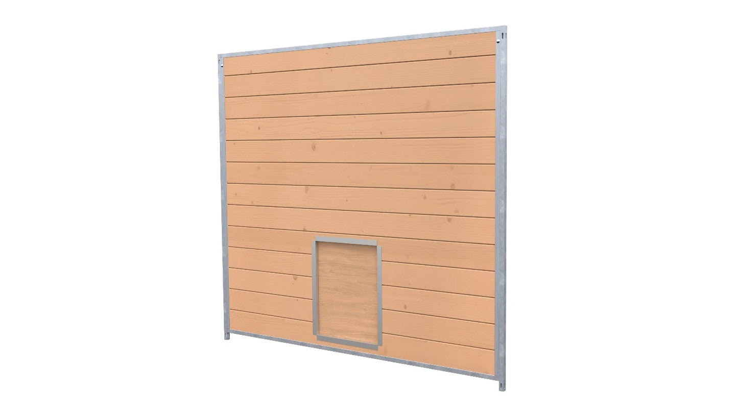 Hundezwinger Holzelemente Sonderserie mit Schlupf und Klappe