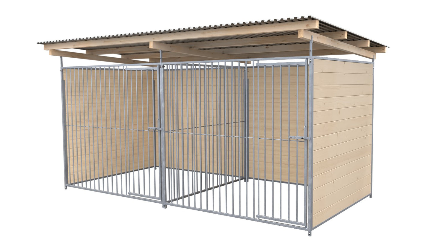 SAUERLAND Hundezwinger Doppelzwinger 2 x 4 m mit Dach