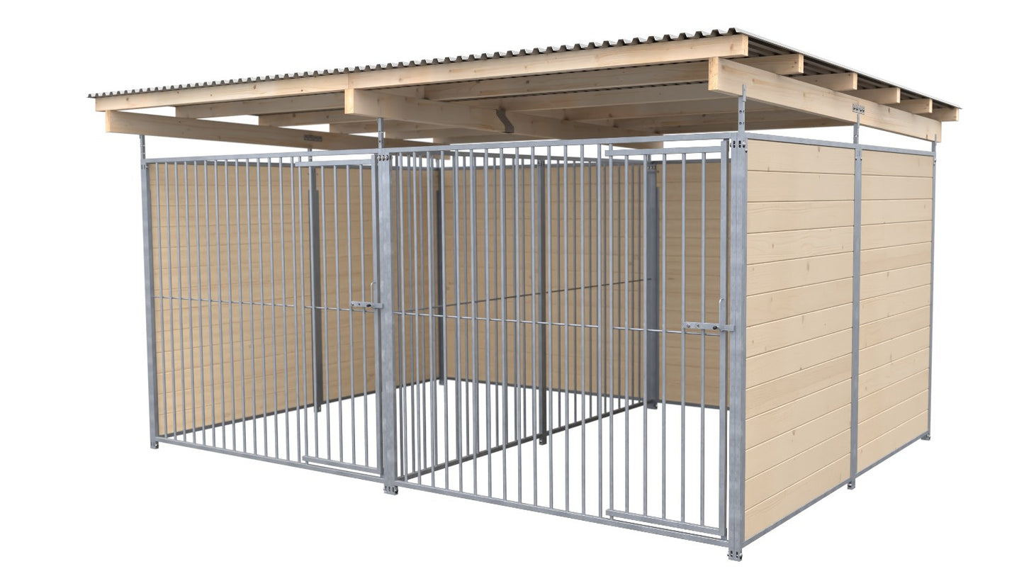 SAUERLAND Hundezwinger Doppelzwinger 3 x 4 m mit Dach