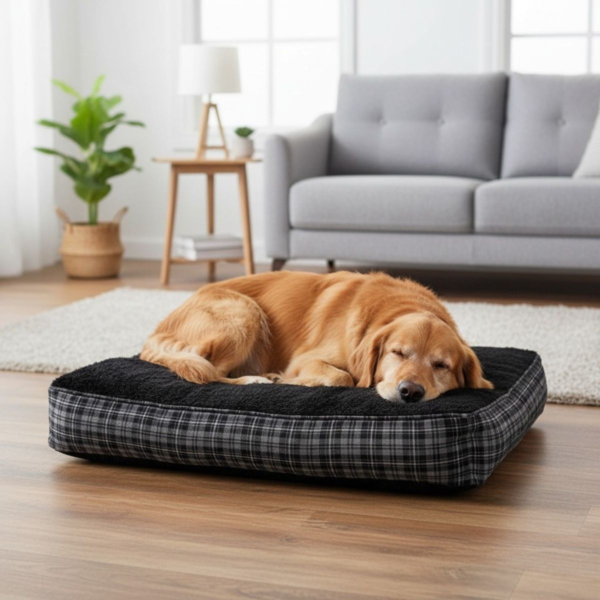 Hundekissen extra dick, grau / schwarz