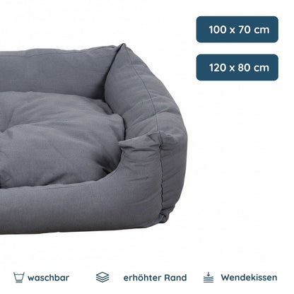 Hundebett modern grau, mit Wendekissen