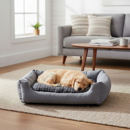 Hundebett modern grau, mit Wendekissen
