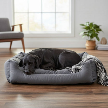 Hundebett modern grau, mit Wendekissen