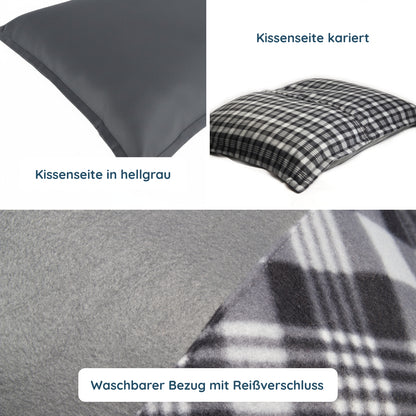 Hundebett / Hundekissen XXL grau/Karo, 120x100 cm, Wendekissen