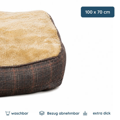 Hundekissen XL extra dick, Tweed-Optik, 100x70 cm