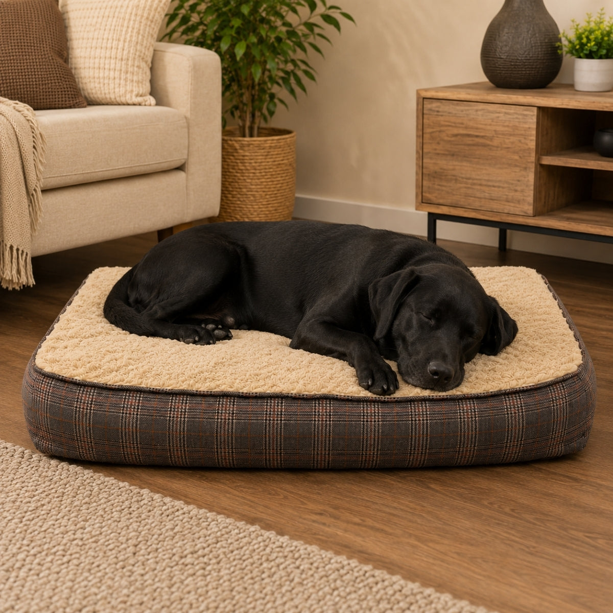 Hundekissen XL extra dick, Tweed-Optik, 100x70 cm