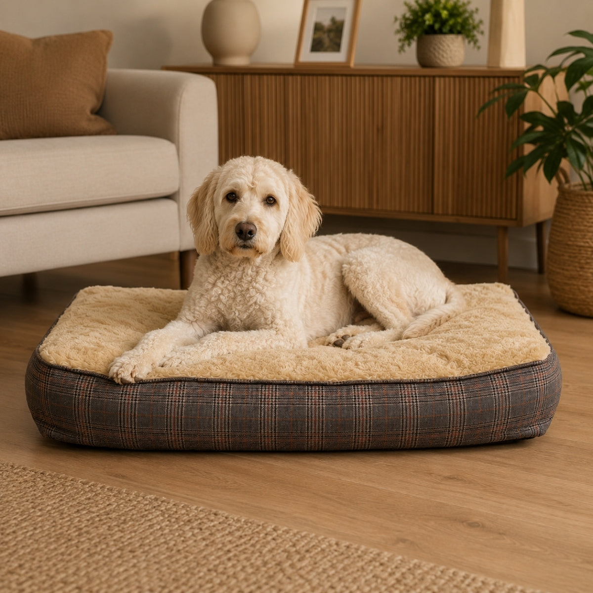 Hundekissen XL extra dick, Tweed-Optik, 100x70 cm