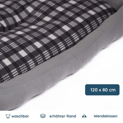 XXL Hundebett / Hundekissen grau, 120x80 cm mit Wendekissen