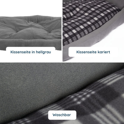 XXL Hundebett / Hundekissen grau, 120x80 cm mit Wendekissen