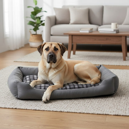 XXL Hundebett / Hundekissen grau, 120x80 cm mit Wendekissen