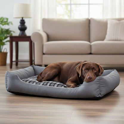XXL Hundebett / Hundekissen grau, 120x80 cm mit Wendekissen