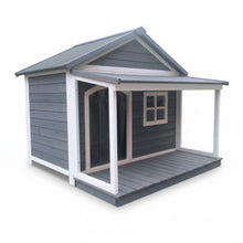SunnyDogs Holz-Hundehütte mit Veranda & Satteldach, isoliert