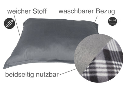 Hundebett / Hundekissen XXL grau/Karo, 120x100 cm, Wendekissen