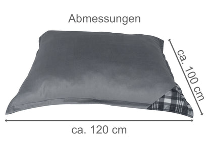 Hundebett / Hundekissen XXL grau/Karo, 120x100 cm, Wendekissen
