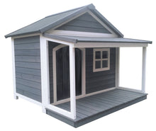 Holz-Hundehütte mit Satteldach und Veranda