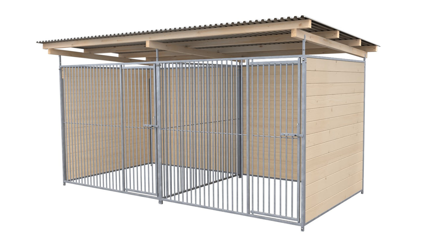 SAUERLAND Hundezwinger Doppelzwinger 2 x 4 m mit Dach