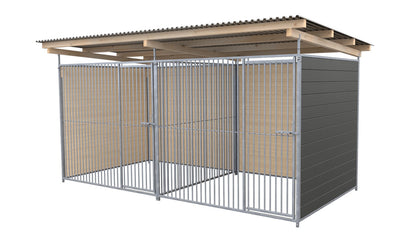 SAUERLAND Hundezwinger Doppelzwinger 2 x 4 m mit Dach