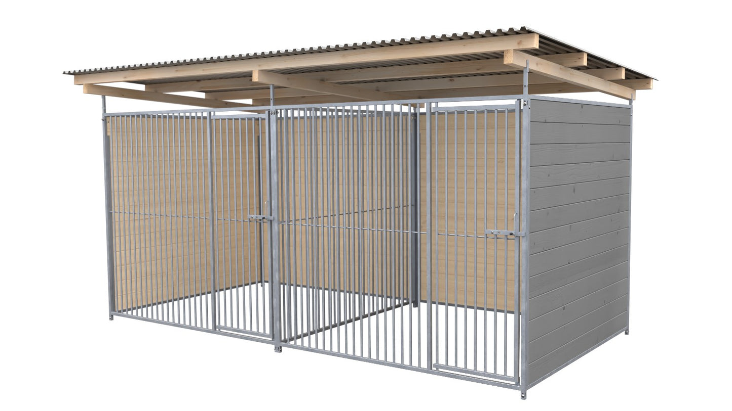 SAUERLAND Hundezwinger Doppelzwinger 2 x 4 m mit Dach