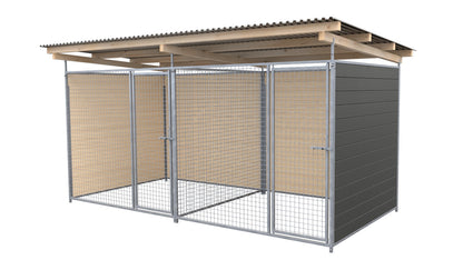 SAUERLAND Hundezwinger Doppelzwinger 2 x 4 m mit Dach