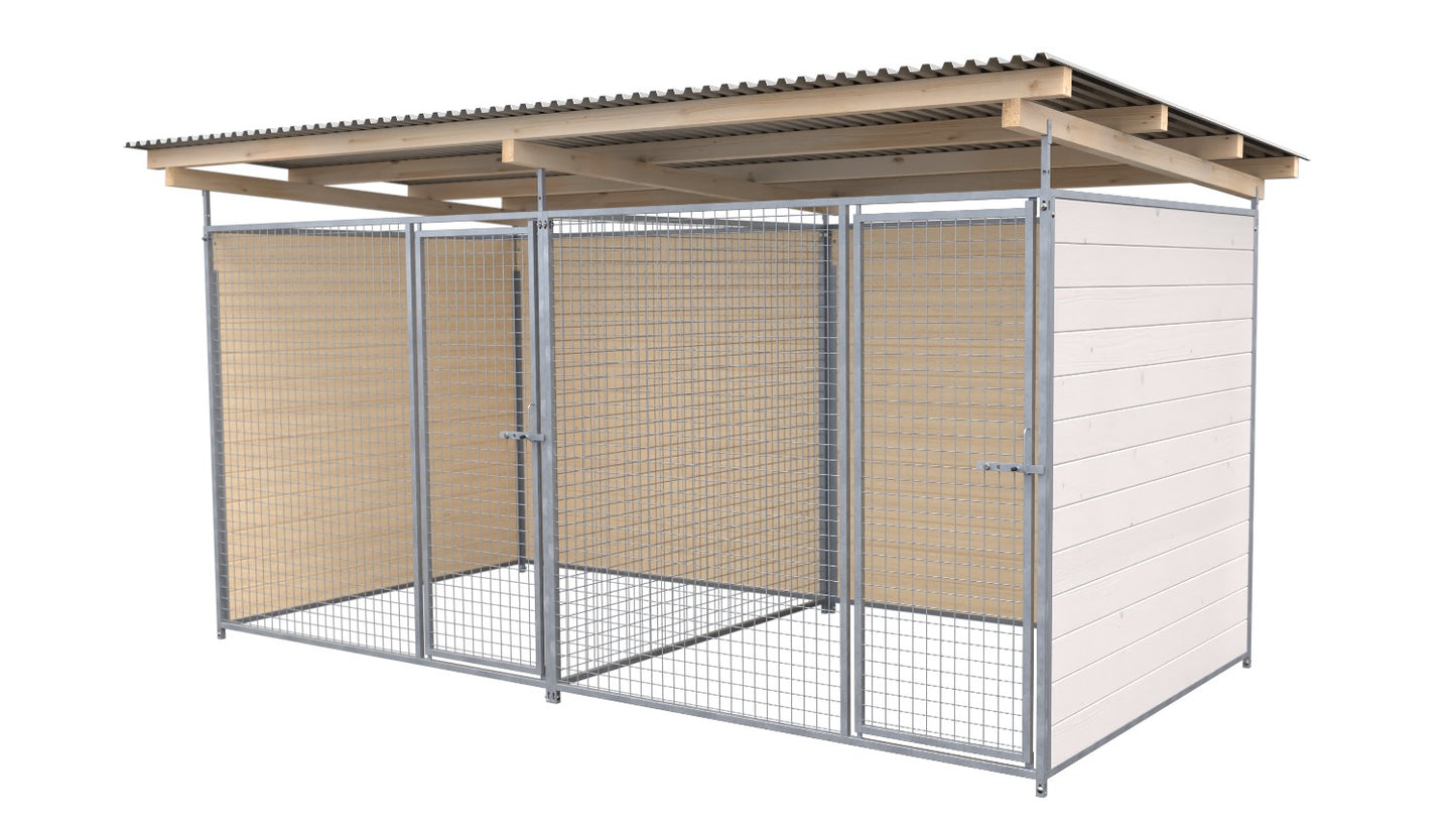 SAUERLAND Hundezwinger Doppelzwinger 2 x 4 m mit Dach