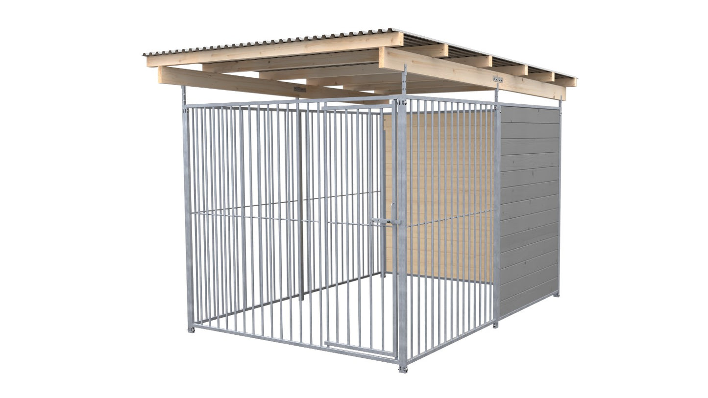 SAUERLAND Hundezwinger 3 x 2 m (Tiefbau) mit Dach