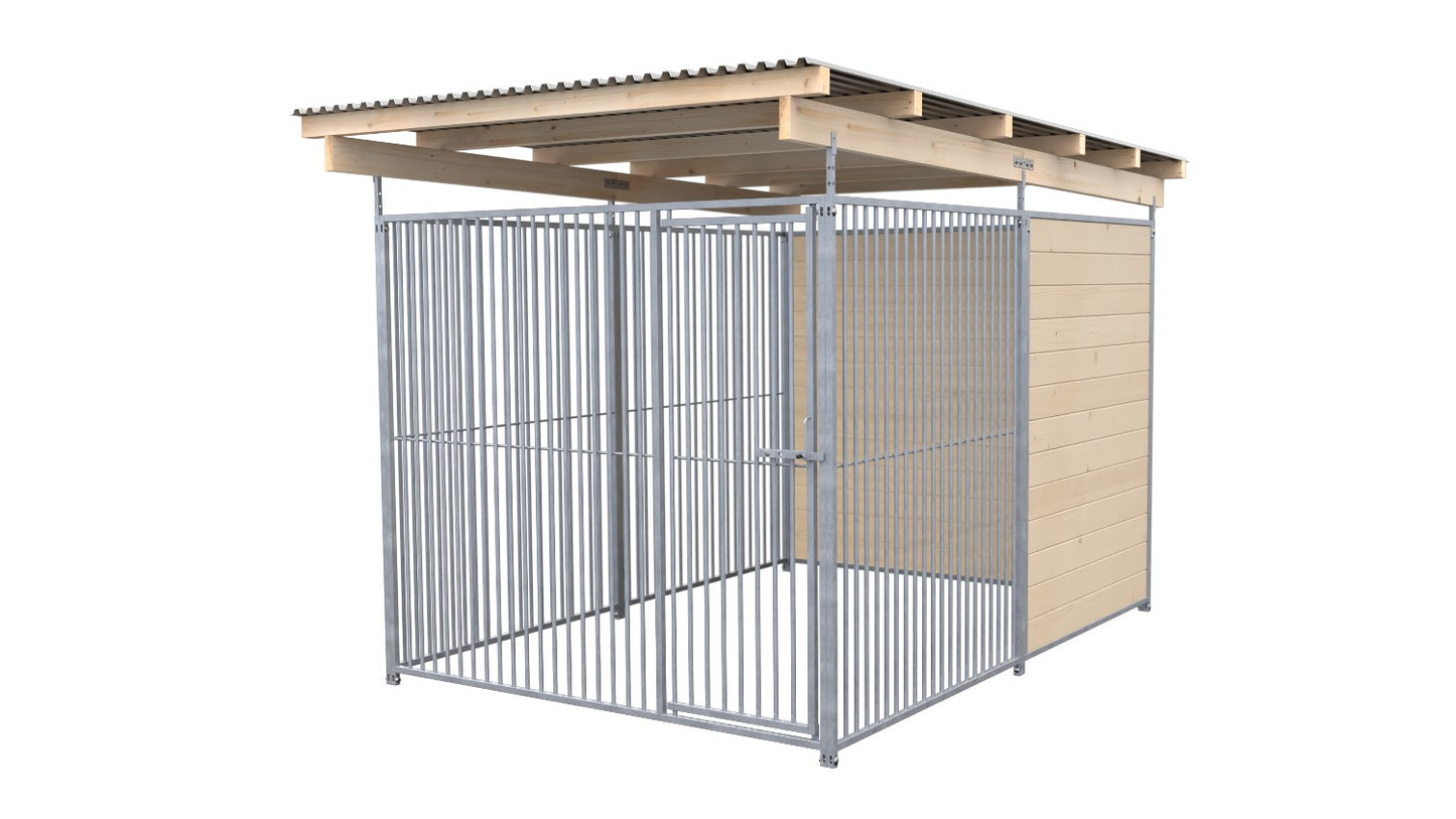 SAUERLAND Hundezwinger 3 x 2 m (Tiefbau) mit Dach