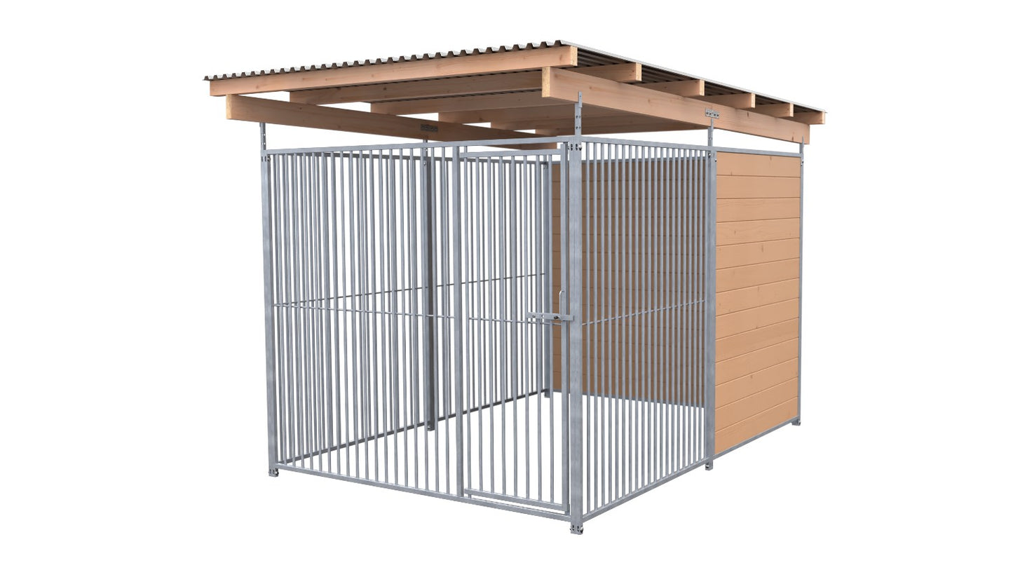 SAUERLAND Hundezwinger 3 x 2 m (Tiefbau) mit Dach