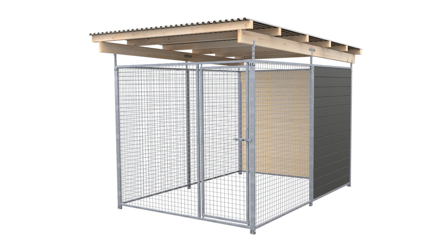SAUERLAND Hundezwinger 3 x 2 m (Tiefbau) mit Dach