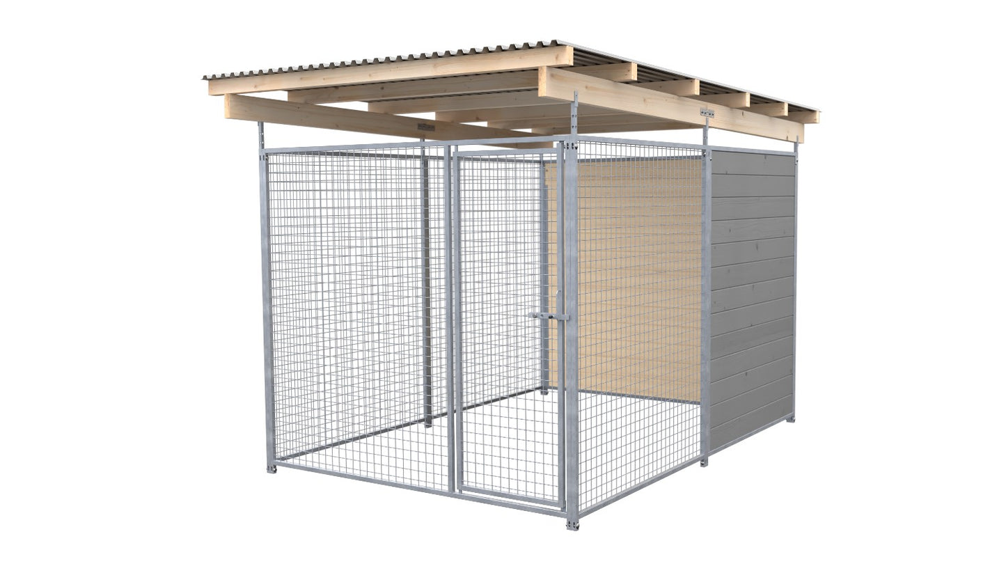 SAUERLAND Hundezwinger 3 x 2 m (Tiefbau) mit Dach