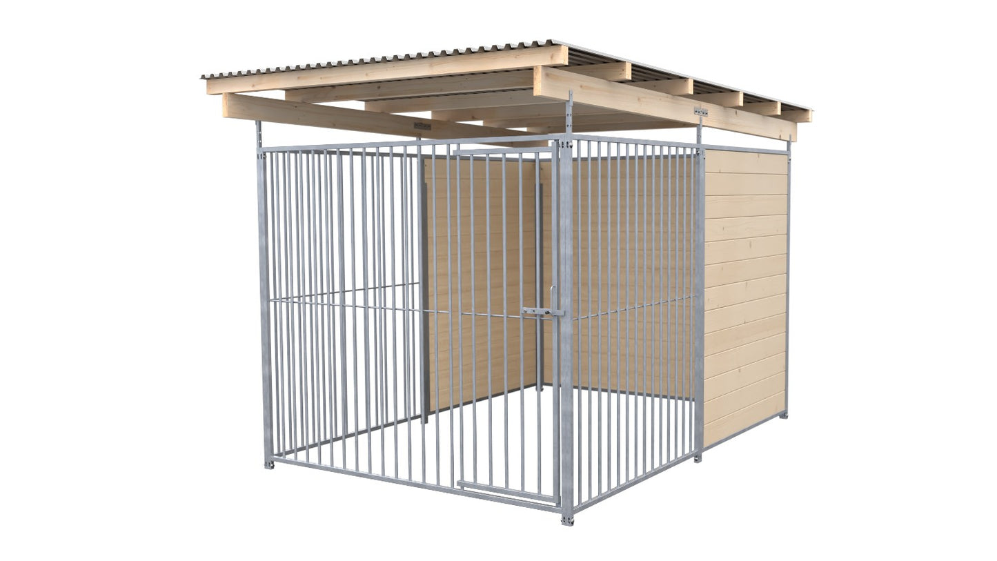 SAUERLAND Hundezwinger 3 x 2 m (Tiefbau) mit Dach