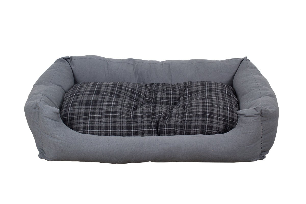 Hundebett modern grau, mit Wendekissen