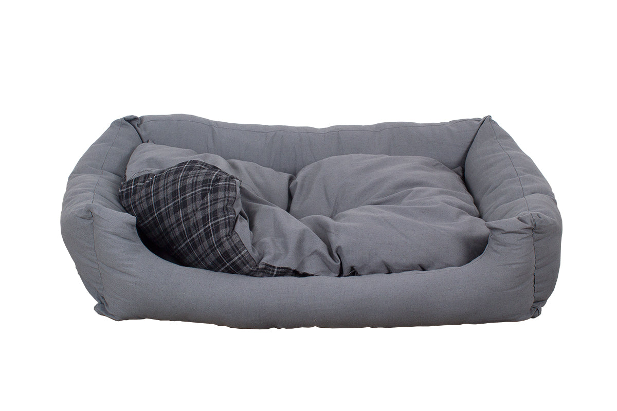 Hundebett modern grau, mit Wendekissen