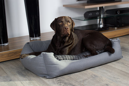 Hundebett modern grau, mit Wendekissen