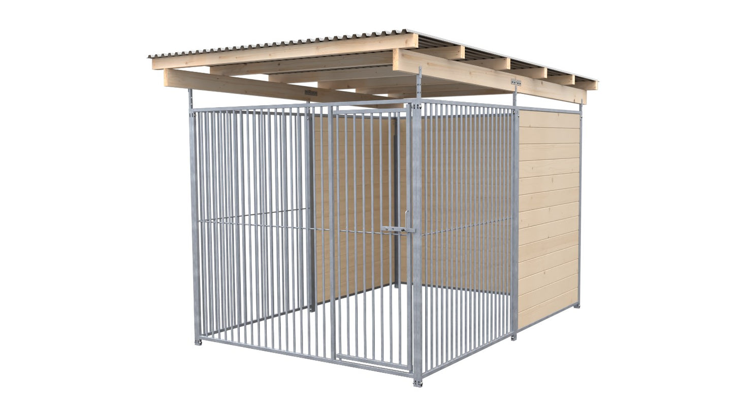 SAUERLAND Hundezwinger 3 x 2 m (Tiefbau) mit Dach