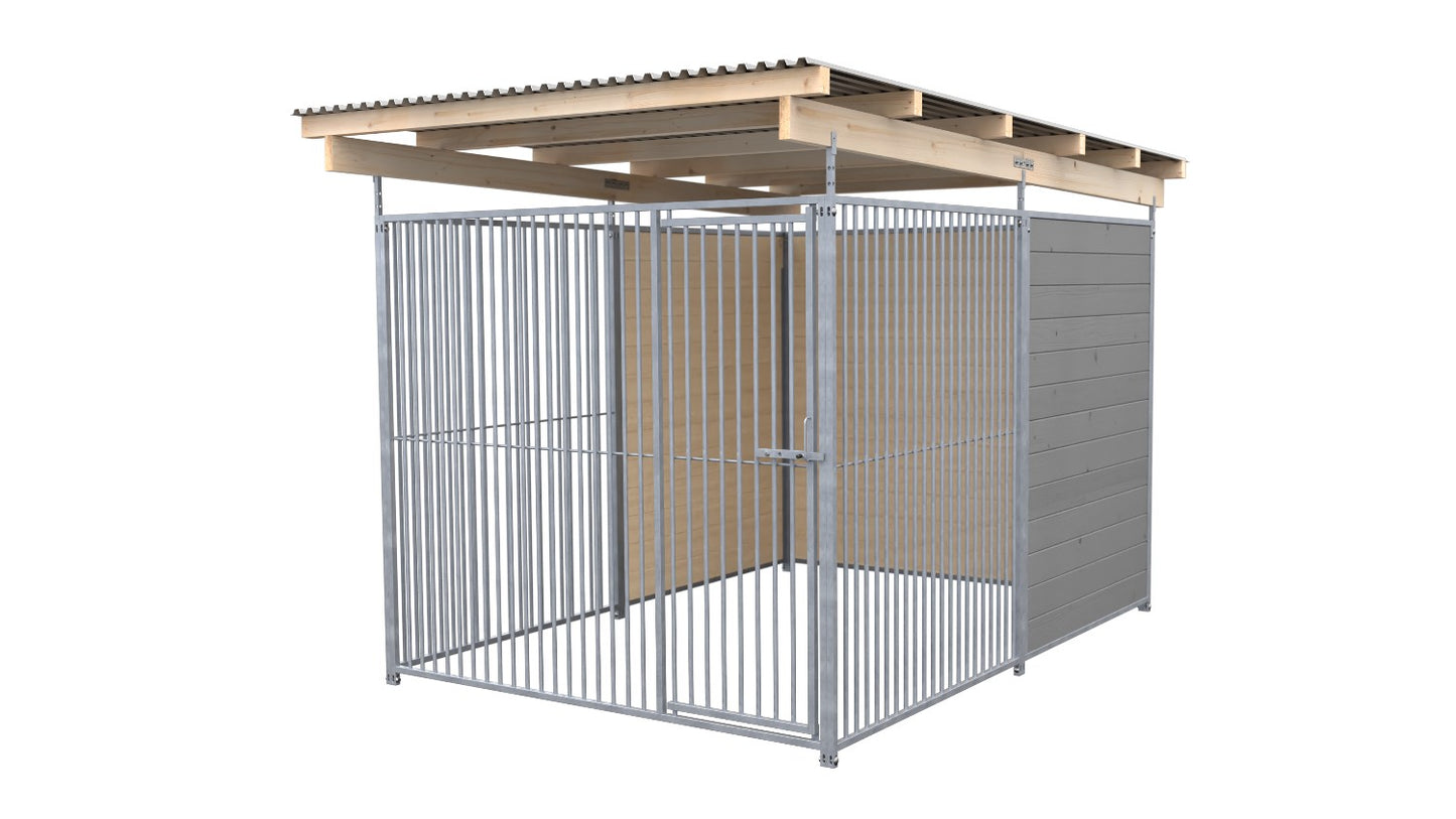 SAUERLAND Hundezwinger 3 x 2 m (Tiefbau) mit Dach