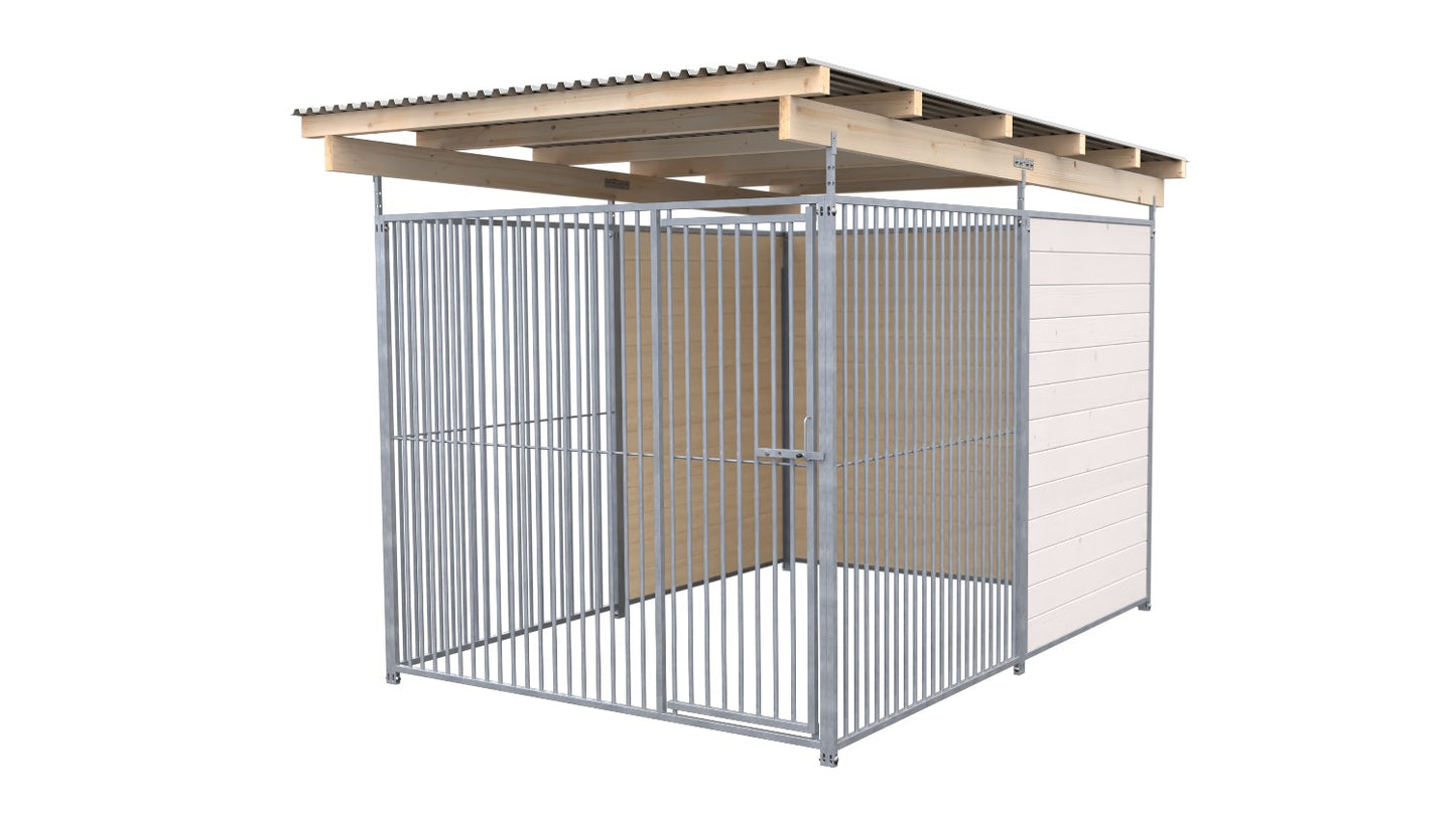 SAUERLAND Hundezwinger 3 x 2 m (Tiefbau) mit Dach