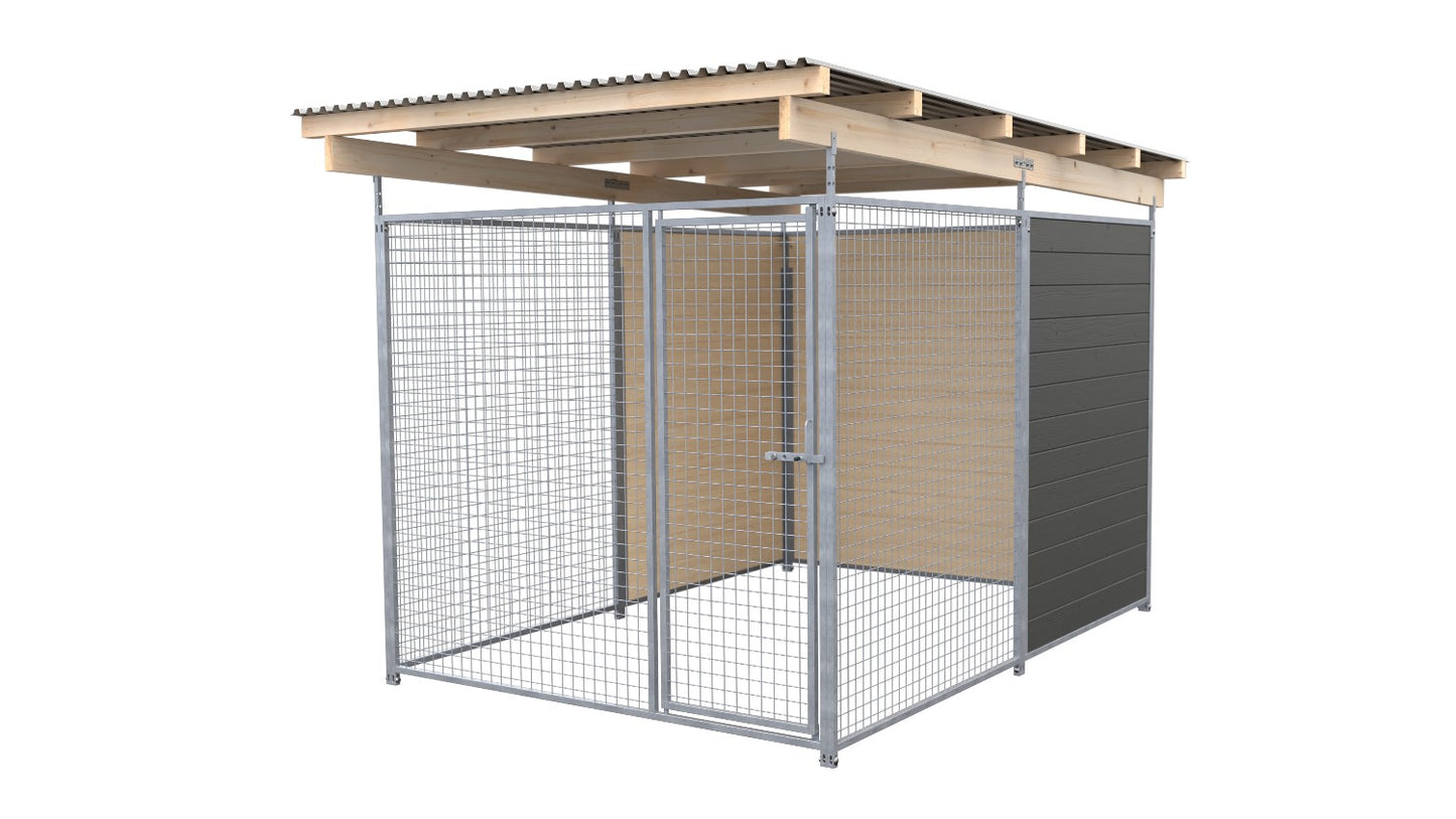 SAUERLAND Hundezwinger 3 x 2 m (Tiefbau) mit Dach