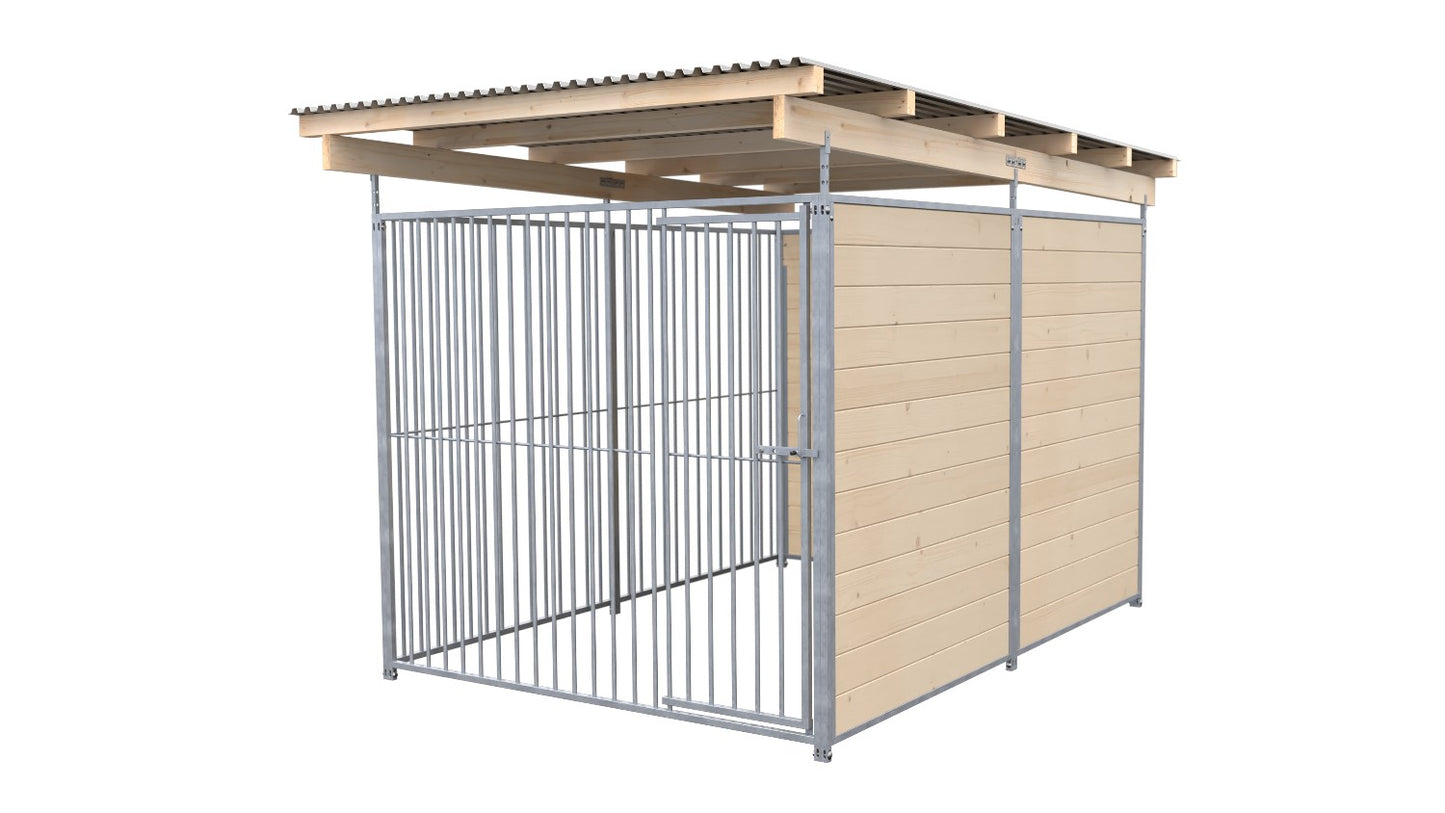 SAUERLAND Hundezwinger 3 x 2 m (Tiefbau) mit Dach