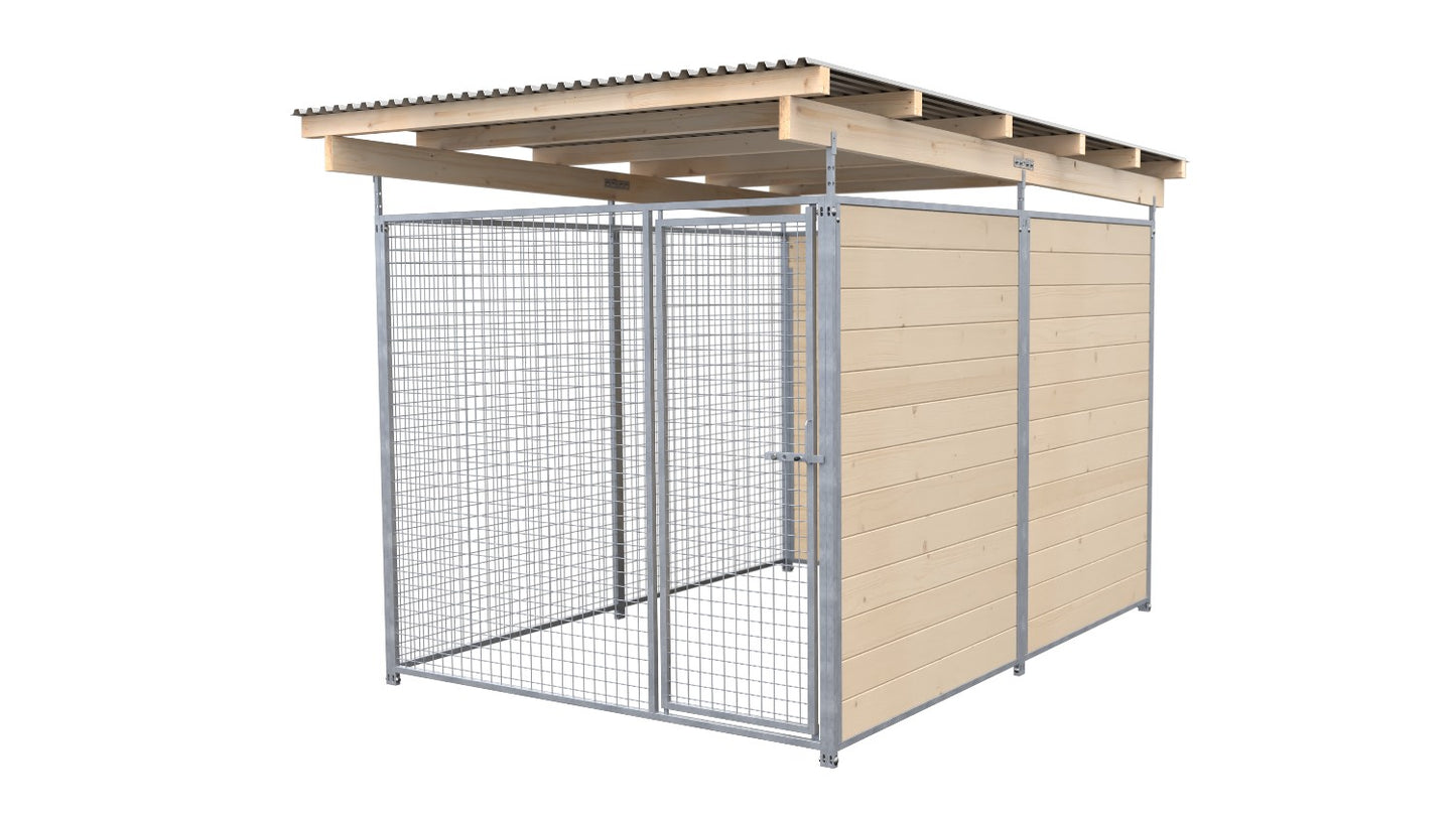 SAUERLAND Hundezwinger 3 x 2 m (Tiefbau) mit Dach